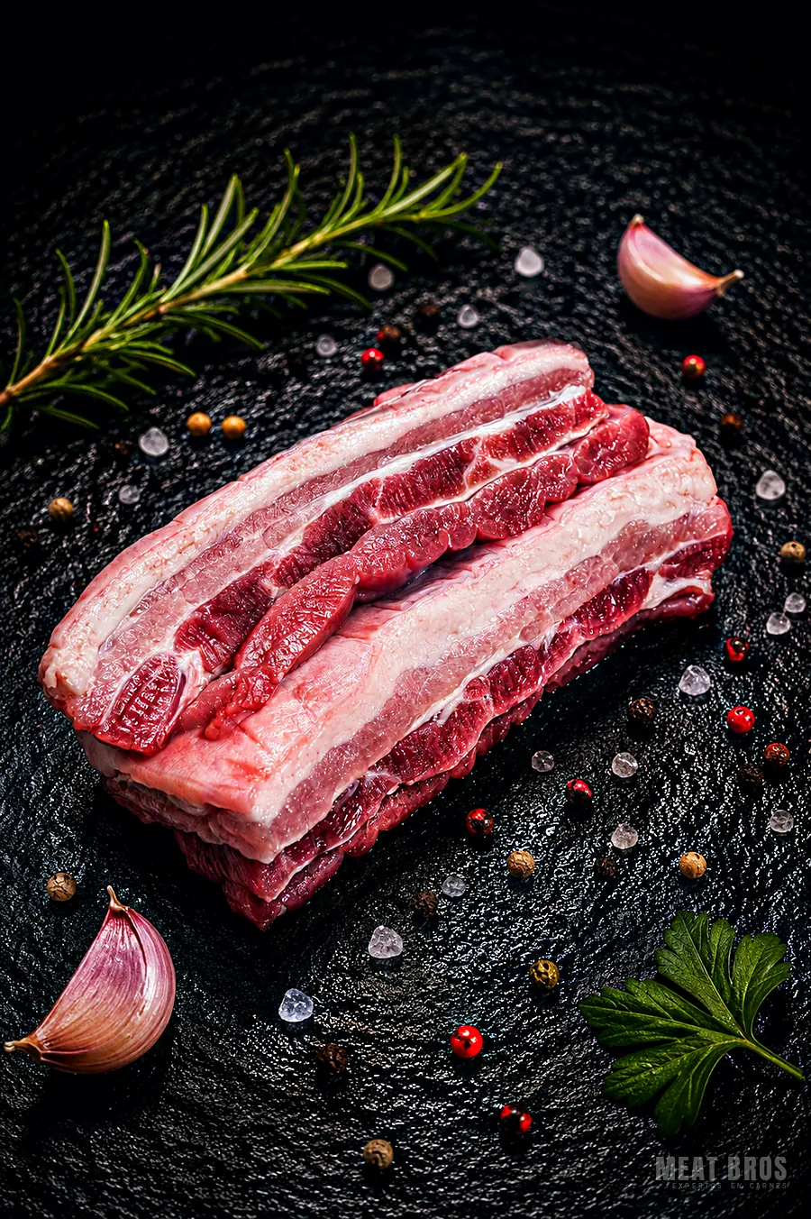 Asado de tira de res, costilla cortada en tira con buena carne